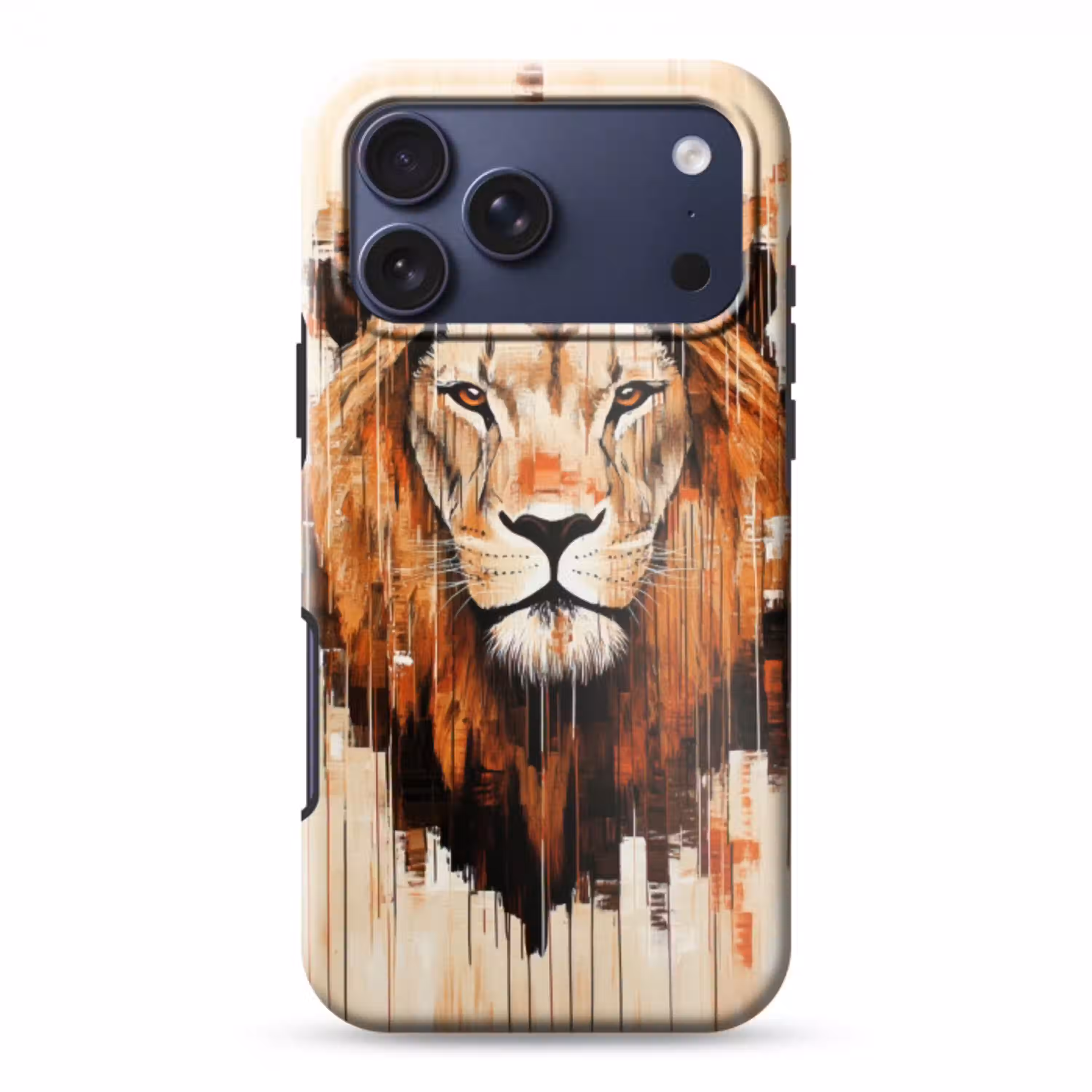 Leeuwenkop - Lijnen - Crème Toughcase MagSafe Apple iPhone 17 Pro Max klein -3d