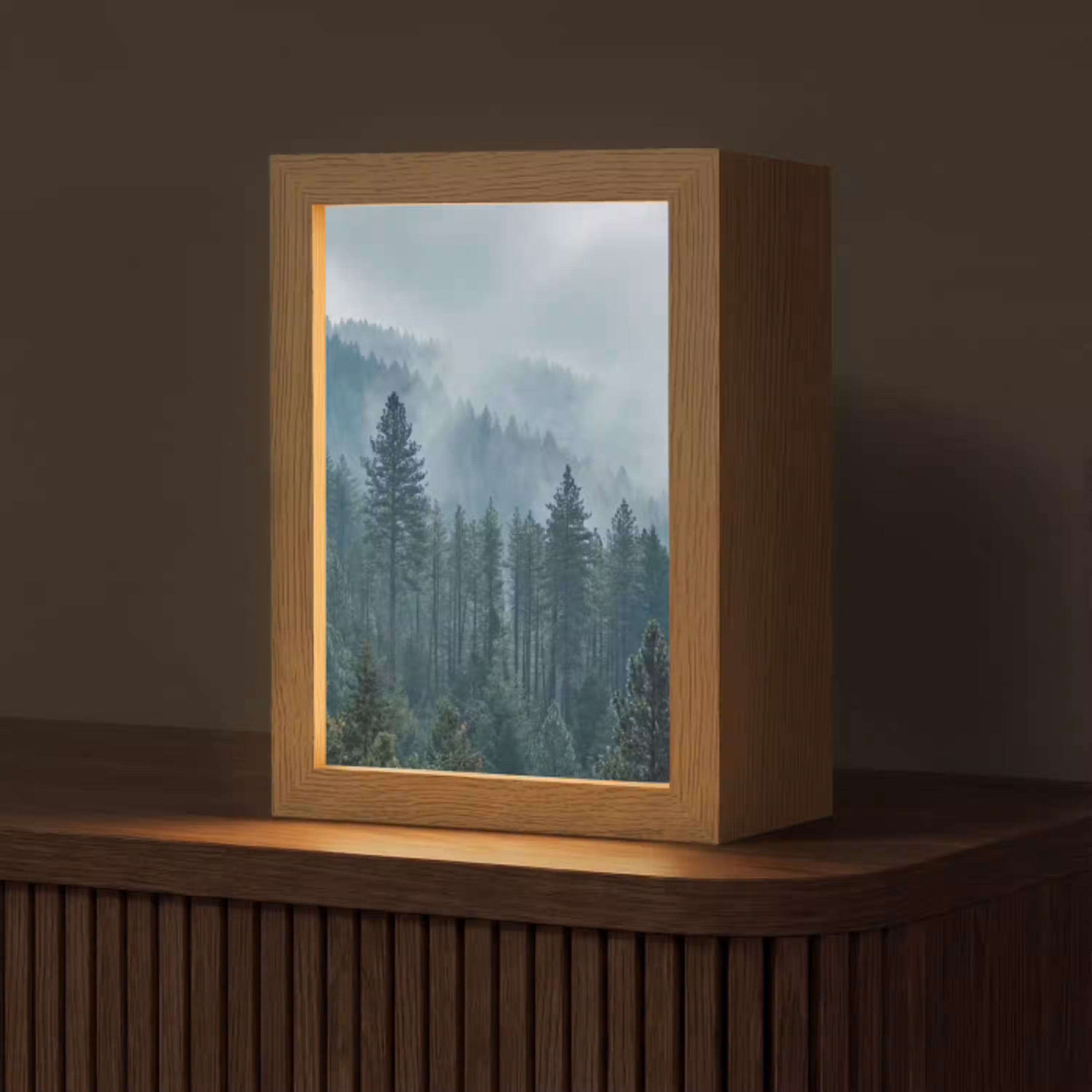 Naaldwoud - Bergen - Mist Light Box met kabel (Tafellamp) klein -z3d_website