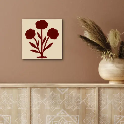 Bloemen - Bladeren - Rood - Minimalistisch aluminium wit klein -sfeer4