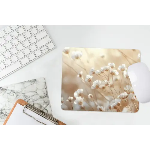 Wilde - Bloemen - Wit muismat rubber klein -witbureau