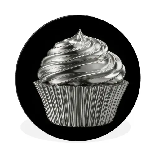 Cupcake - Luxueus - Zilver Wandcirkel aluminium klein -3d