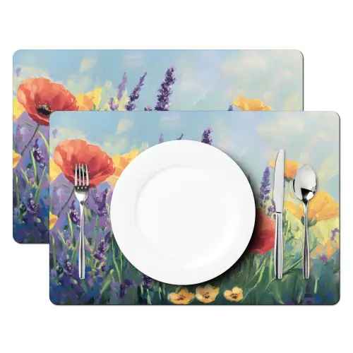 Weide - Bloemen - Kleurrijk Placemat vinyl groot -zzsfeer2_Kitchenyeah-website