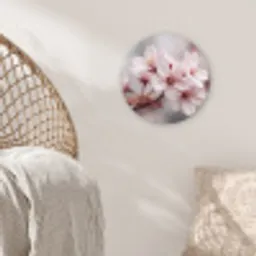 Bloesems - Meeldraden - Geel - Wazig Wandcirkel kunststof plaat 5mm dik klein -sfeer5