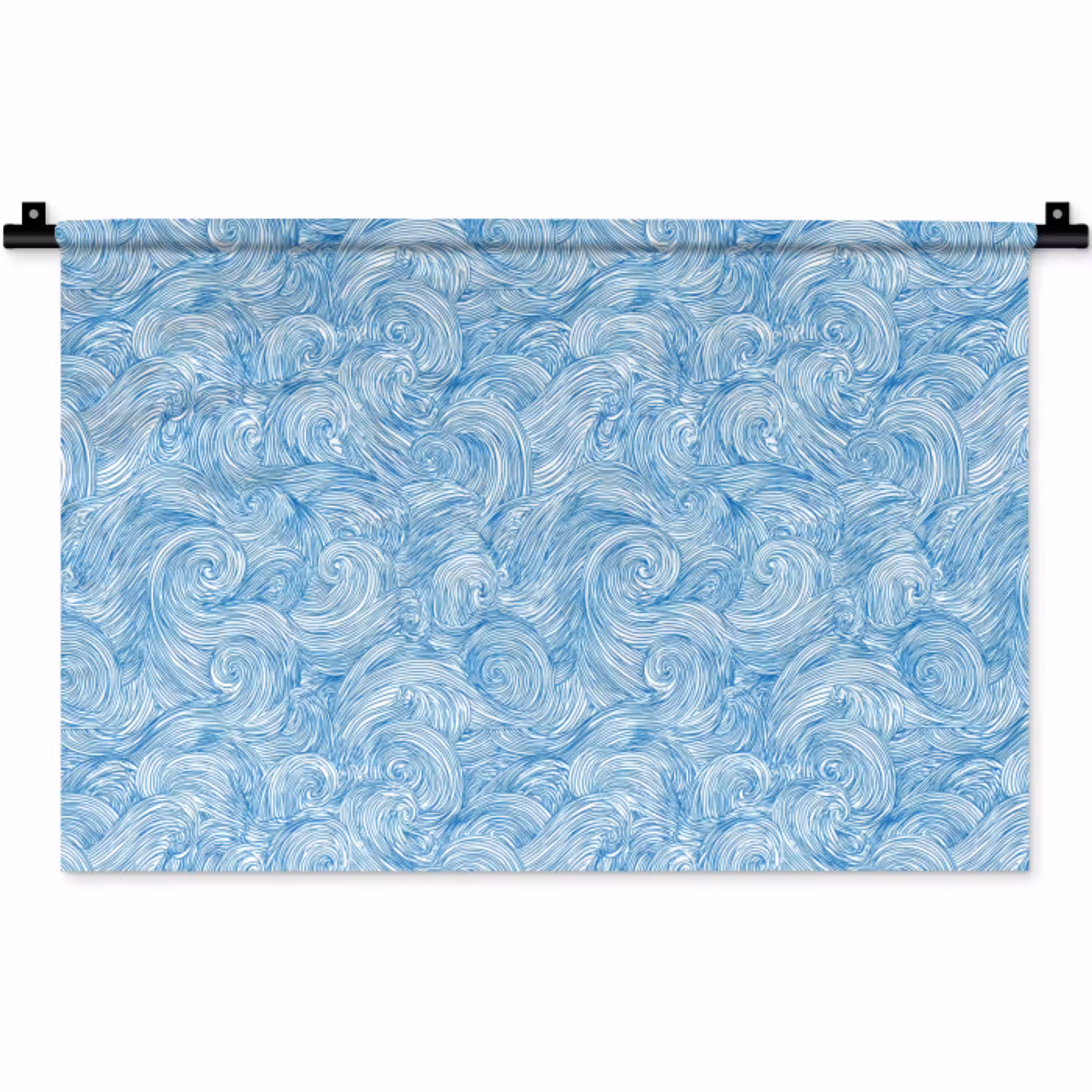 Blauw - Wit - Spiraal - Golven - Lijnen Wandkleed katoen klein 269 -zz3d