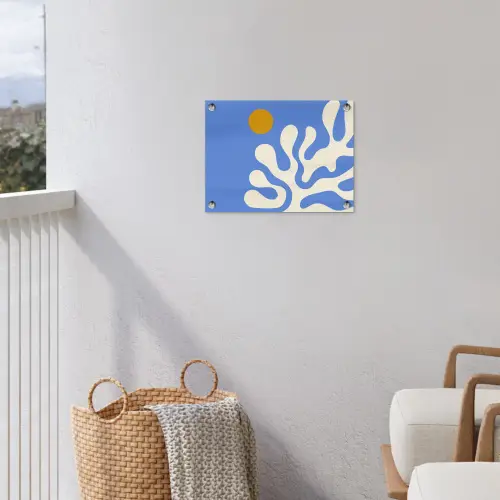 Minimalistisch - Organisch patroon - Blauw tuinposter los doek klein -sfeer8