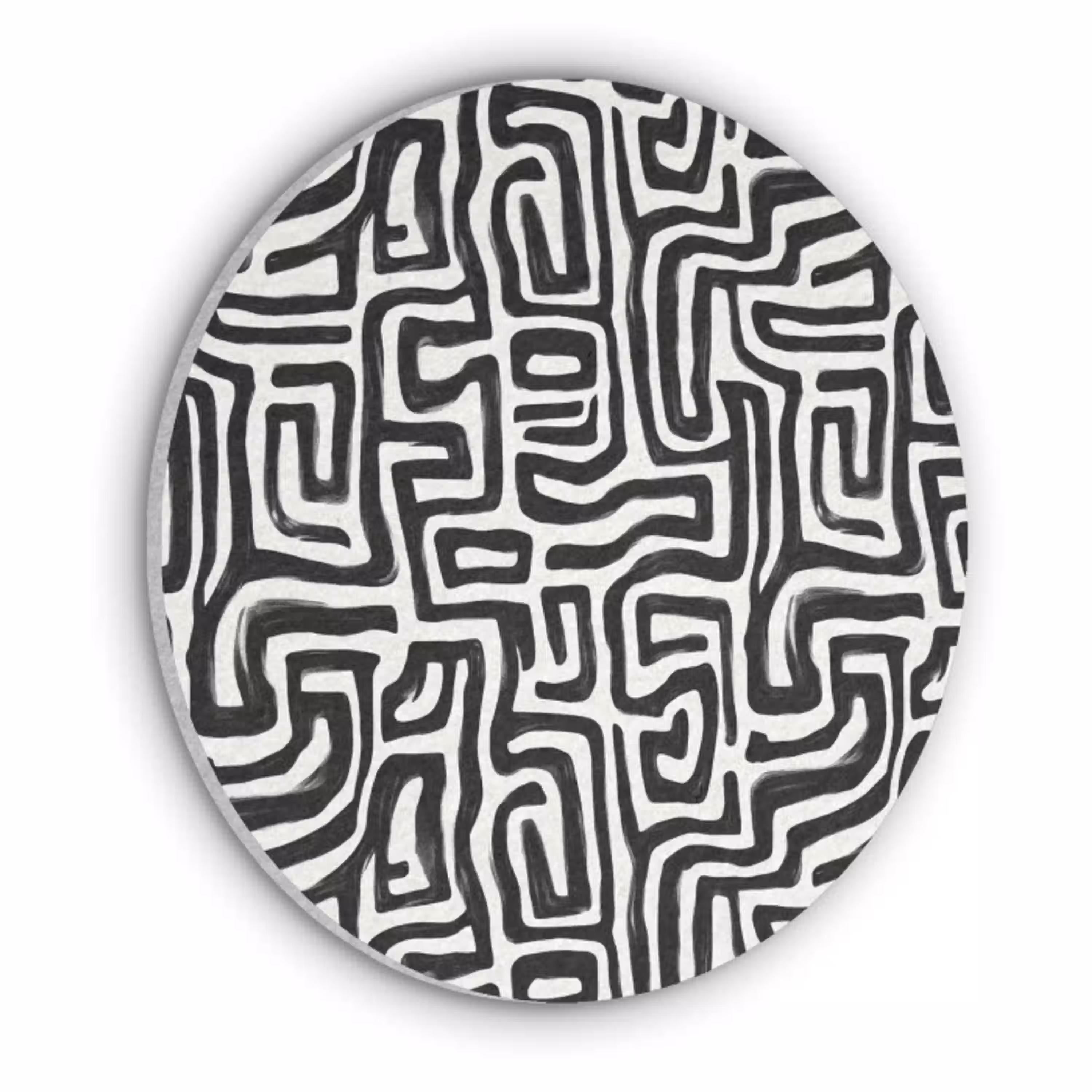 Grafisch - Lijnen - Zwart - Wit Akoestische PET Vilt - Rond klein 838 -3d