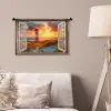 Doorkijk - Raam - Vuurtoren - Zonsondergang - Strand Wandkleed katoen klein -sfeer4
