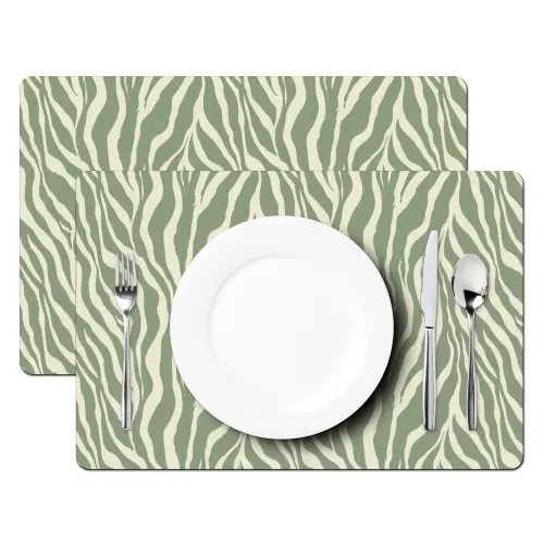 Zebra - Motief - Groen Placemat vinyl groot 368 -zzsfeer2_Kitchenyeah-website