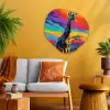 Giraffe - Savanna - Lucht - Gekleurd Wandcirkel Organisch Plexiglas middel -sfeer4