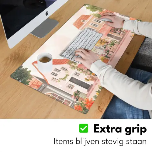 Bloemen - Huizen - Dorp Muismat XXL klein -sfeer3