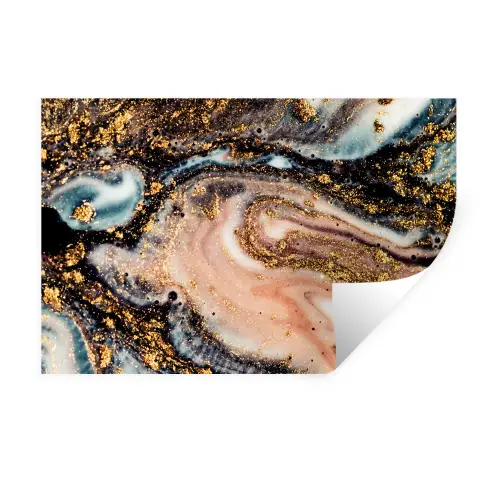 Marmerlook - Goud - Zwart - Glitter - Chic Muursticker klein -3d
