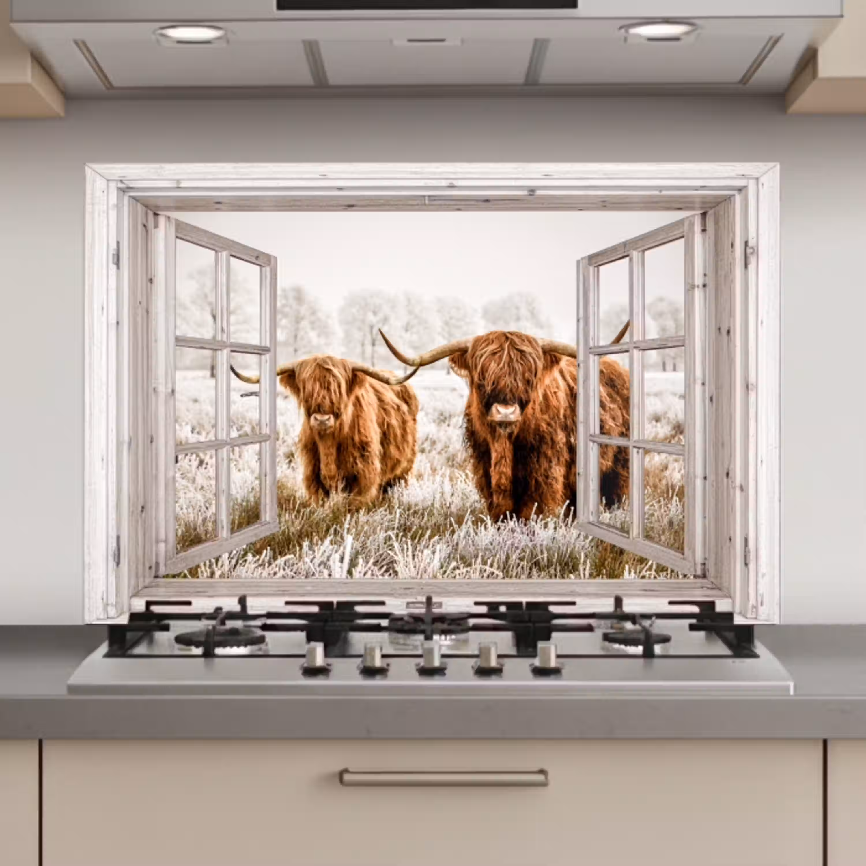 Doorkijk - Schotse hooglander - Dieren keuken achterwand spatscherm klein -3d_website
