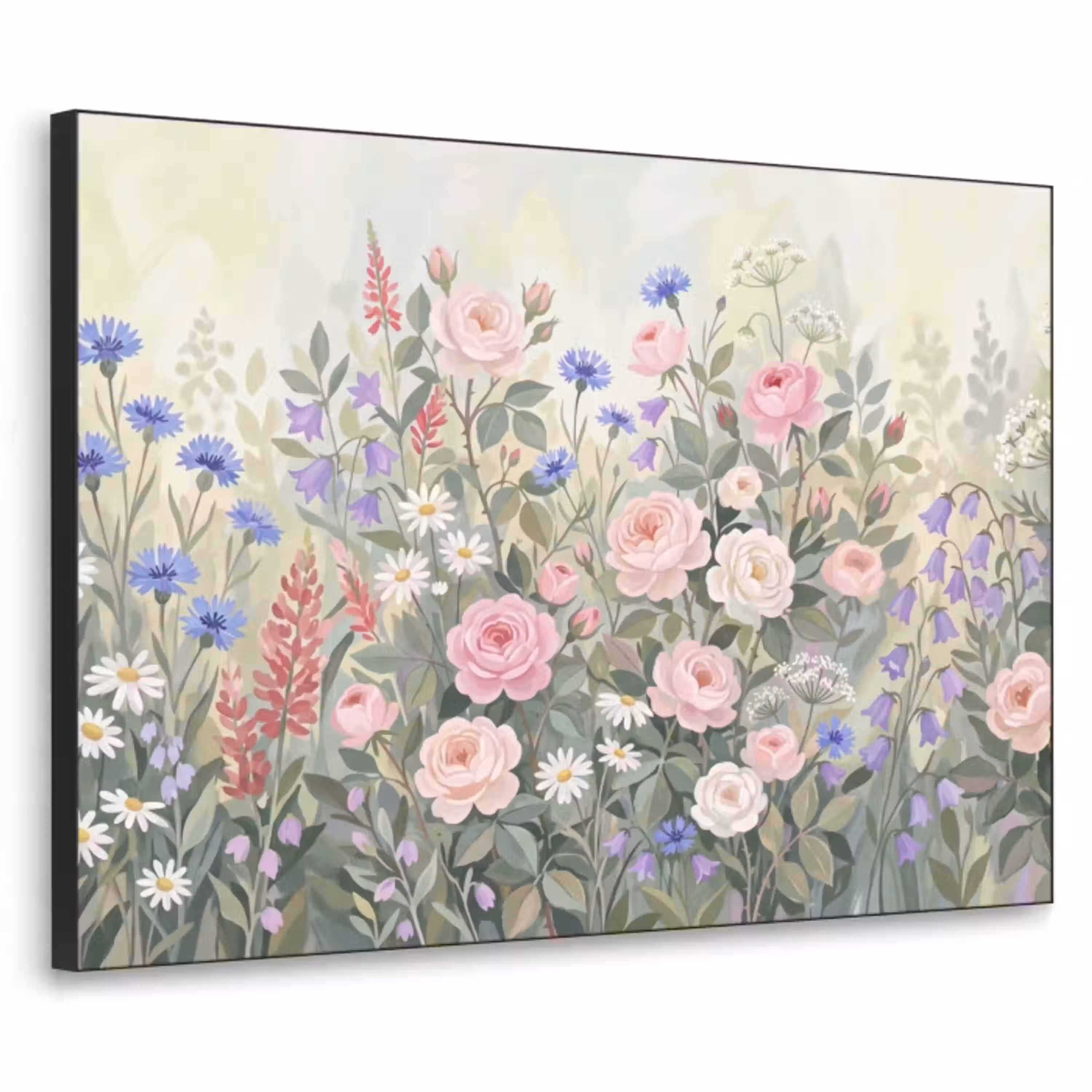 Bloemen - Tuin - Natuur - Kleurrijk Textielframe zwart klein -3d