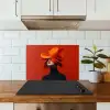Oranje - Hoed - Vrouw keuken achterwand spatscherm klein -sfeer2