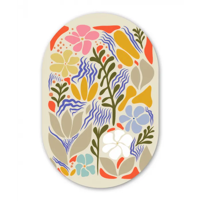 Abstract - Bloemen - Bladeren Wandcirkel Ovaal Glas middel -3d