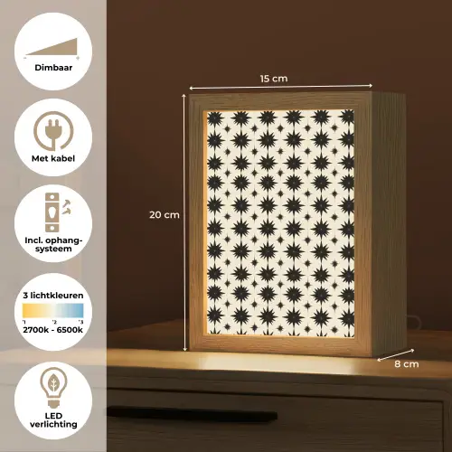 Stervormen - Geometrisch - Zwart Light Box met kabel (Tafellamp) klein 925 -USP_NL