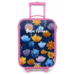 Bloemen op een donkerblauwe achtergrond Kinderkoffer - Roze klein -zz3dotto
