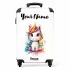 Witte Eemhoorn met Kleurrijke Manen en Verfspatten NBS - Handbagage koffer - Kinderen Unisex middel -productfoto_recht