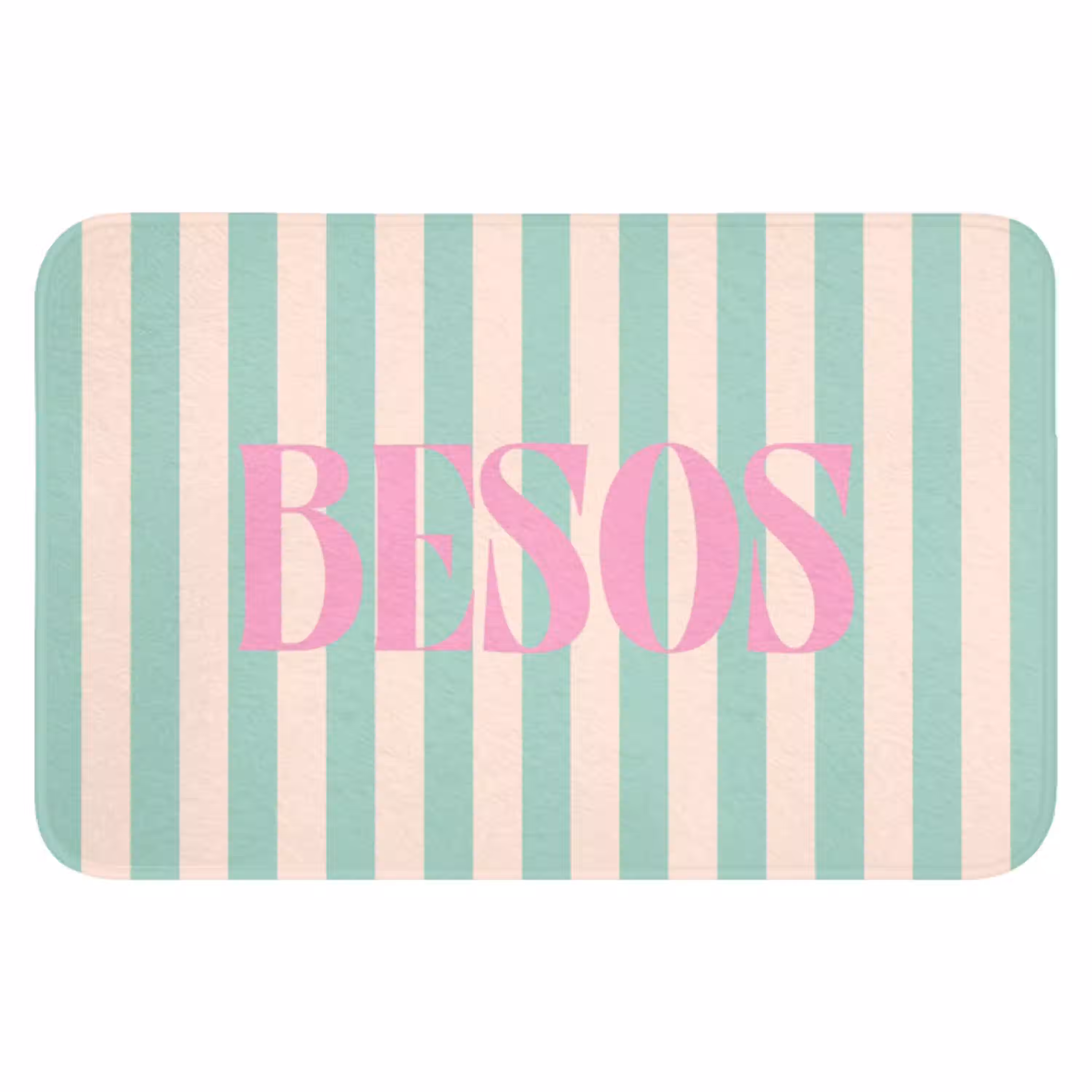 Roze - Groen - Strepen - Besos WCmat klein -3d