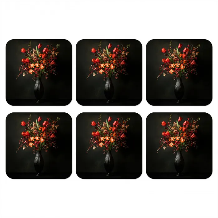 Bloemen - Takken - Boeket onderzetter kurk middel -3d
