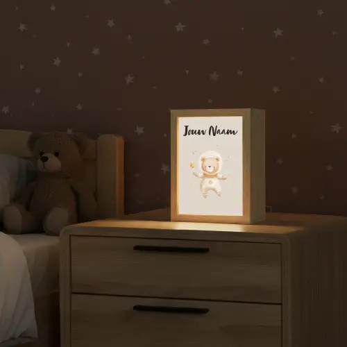 Ruimte - Sterren - Beige - Beer Light Box met kabel (Kinderlampje) klein -sfeer1_kind