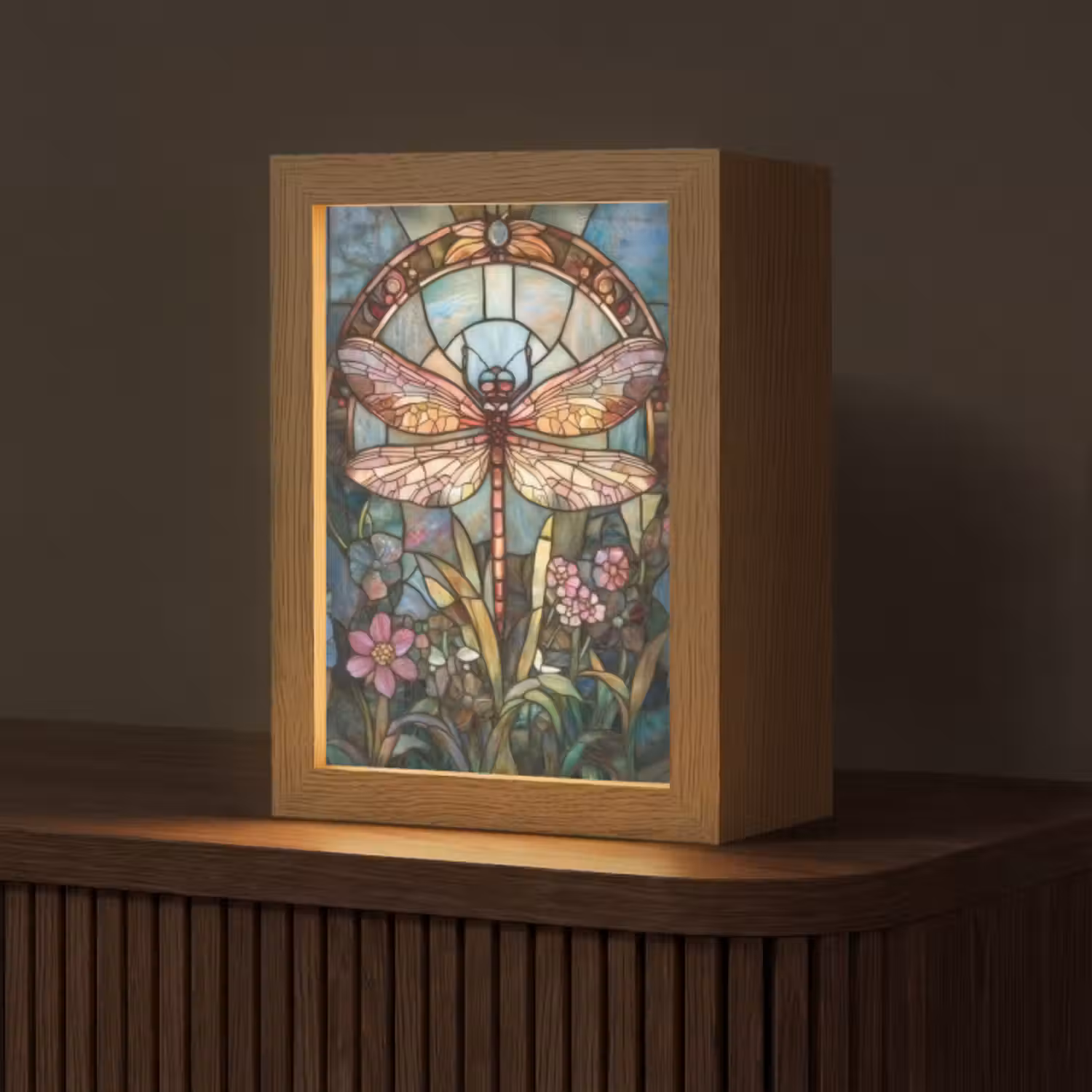 Tafellamp - Libelle - Mozaïek - Bloemen - Kleurrijk