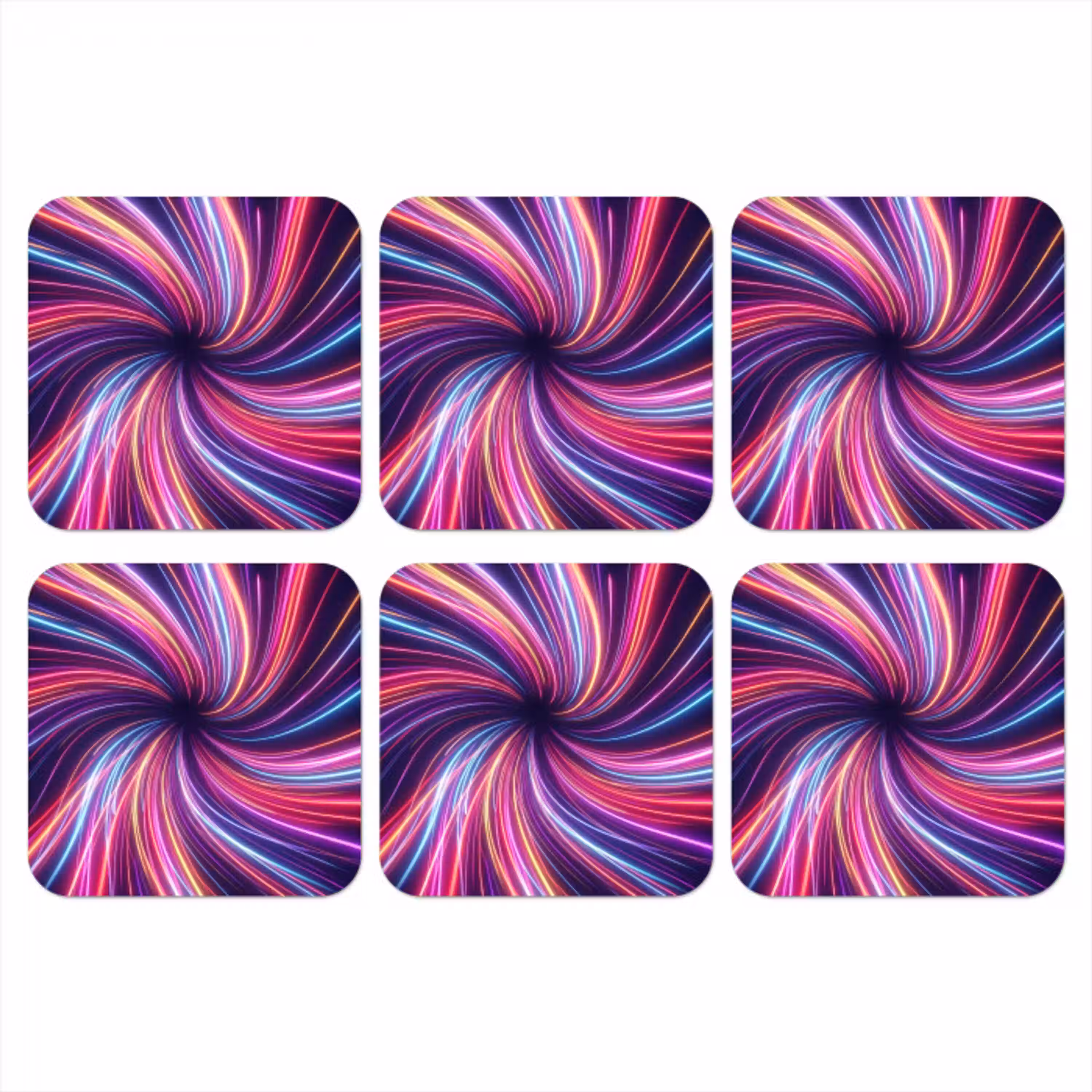 Abstract - Swirl - Futuristic - Neon onderzetter kurk middel -3d