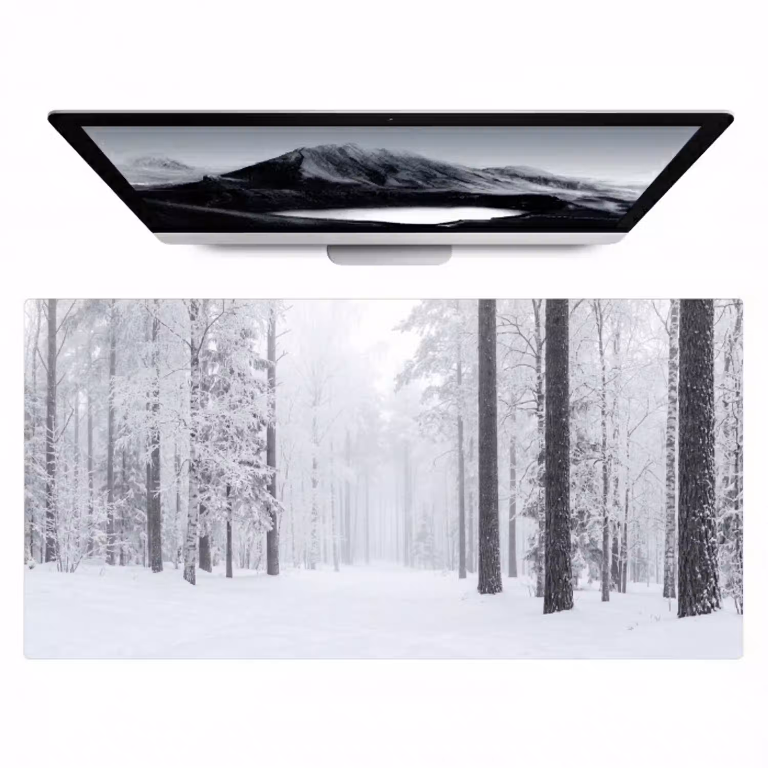 Bos - Sneeuw - Pad - Winter - Stilte Muismat XXL klein -zzz3d