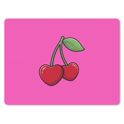 Kers - Roze - Fruit muismat rubber klein -3d