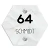Lichtgrijs marmer - Modern Naambord Hexagon klein -3d