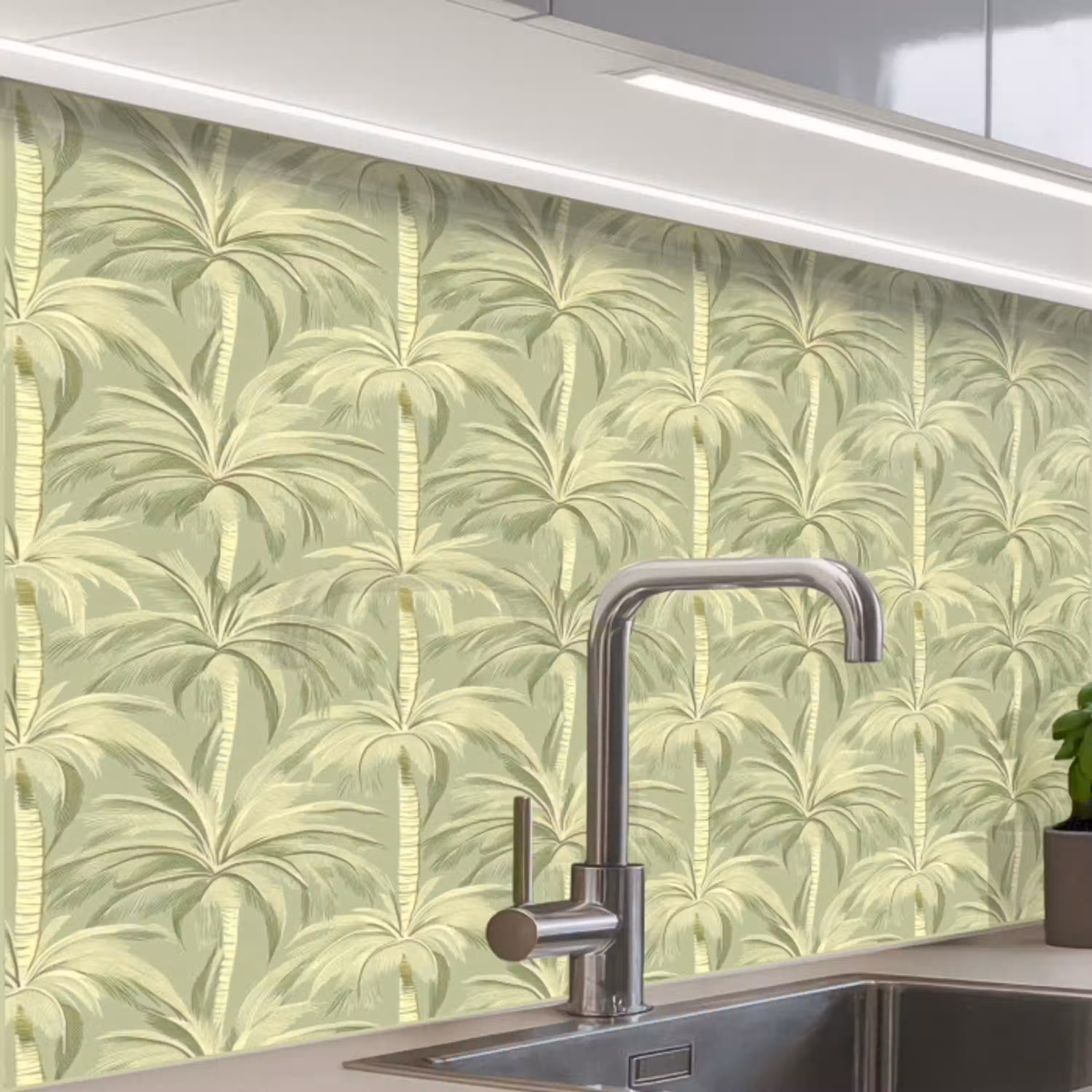 Palmwoud - Tropisch - Groen keuken achterwand 2 middel 865 -zzzz3d_schuin