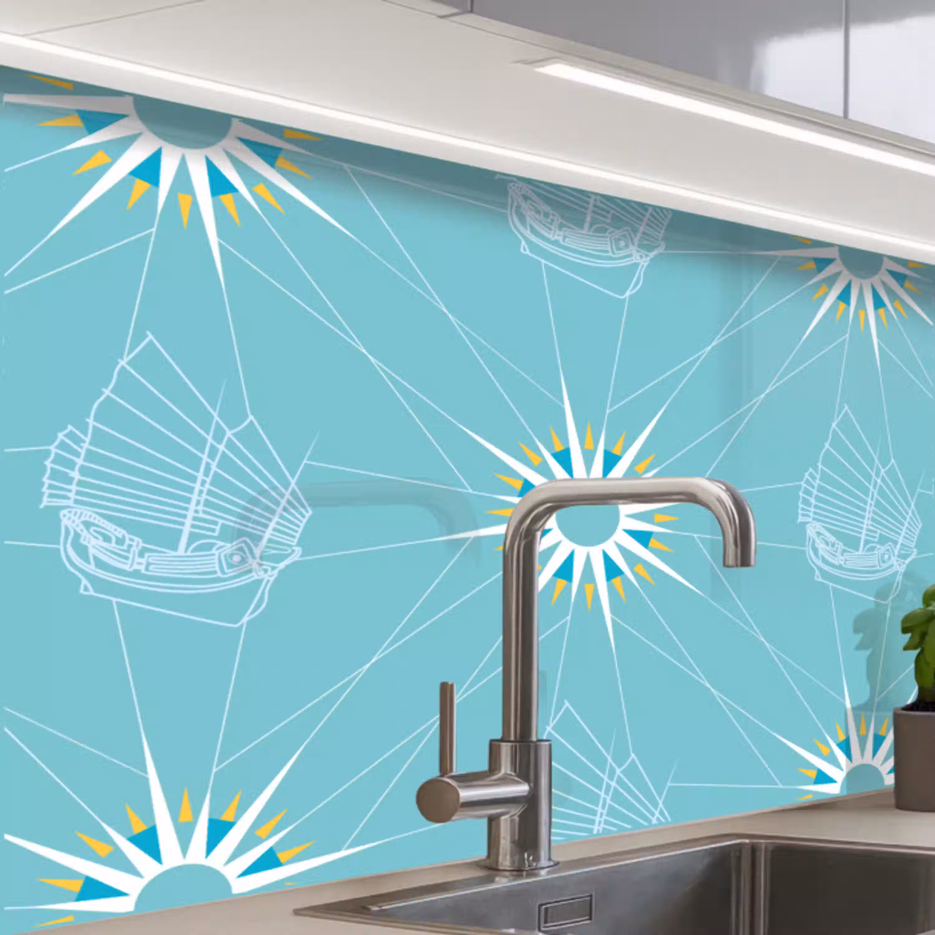 Kompas - Zeilen - Boot - Patronen keuken achterwand 2 middel 865 -zzzz3d_schuin