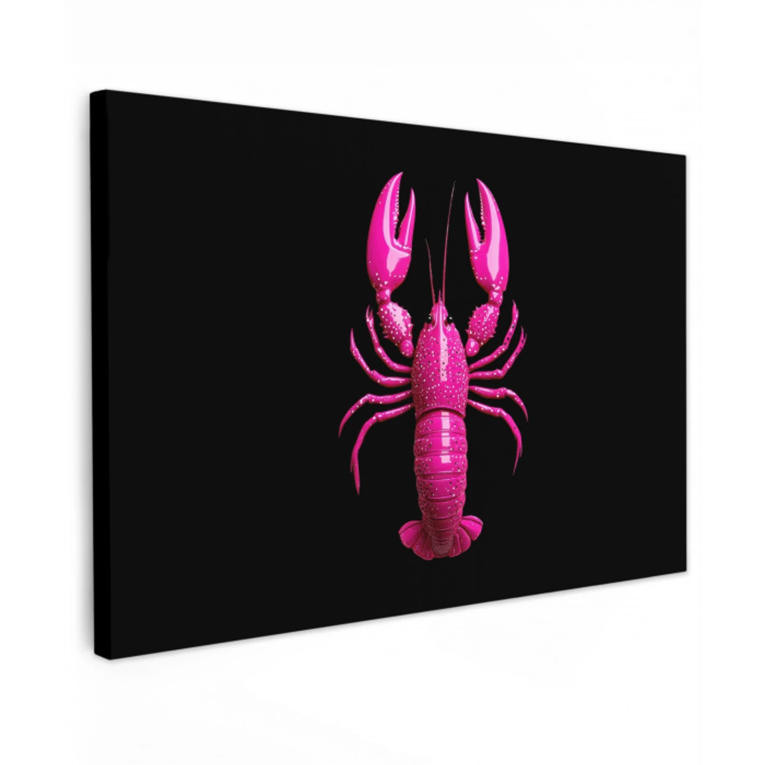 Kreeft - Felroze - Stippen - Opvallend canvas 2cm klein -z3d