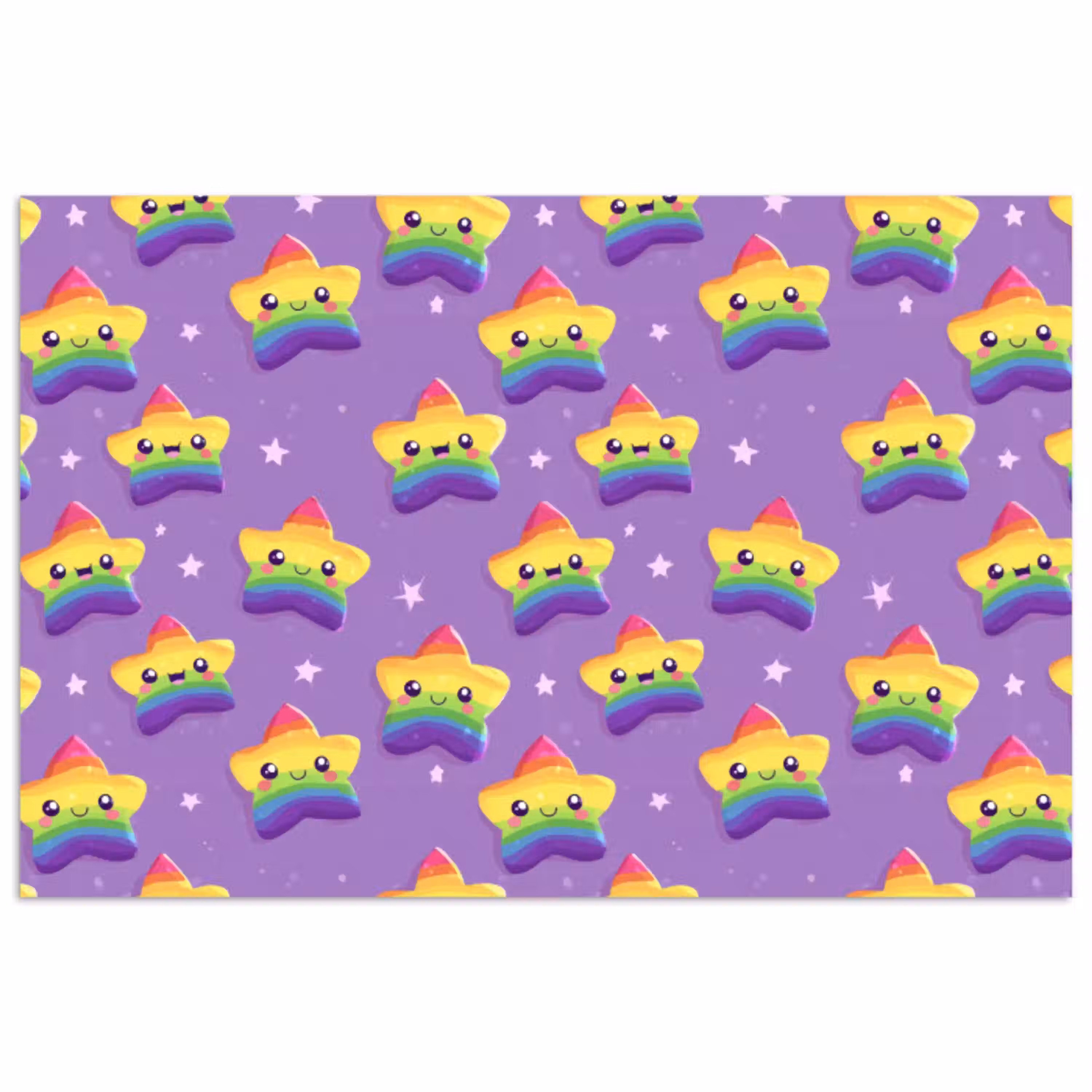 Sterren - Regenboog - Paars poster papier klein 62 -3d