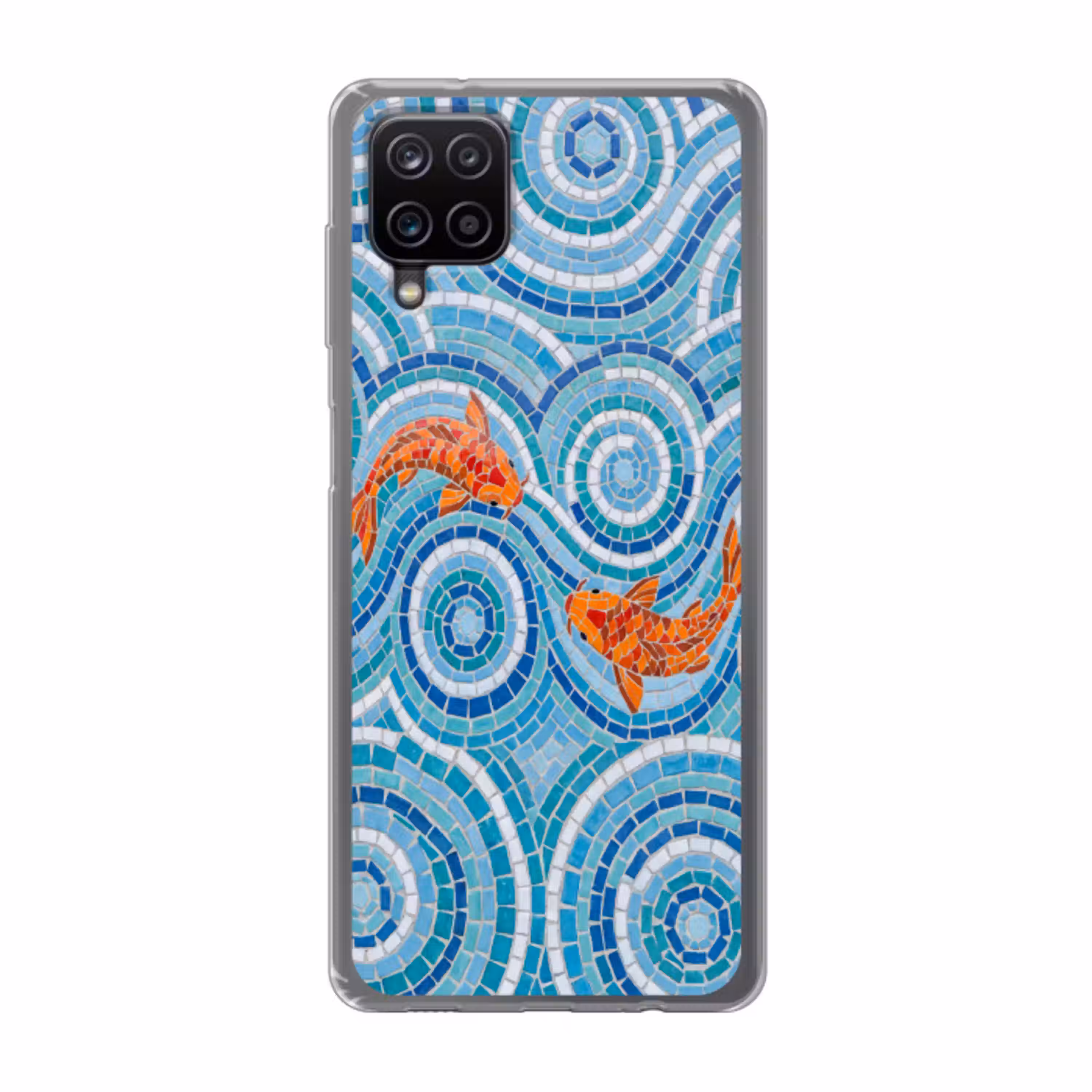 Vis - Mozaïek - Water - Decoratief - Blauw Telefoonhoesje Samsung Galaxy A12 klein -3d