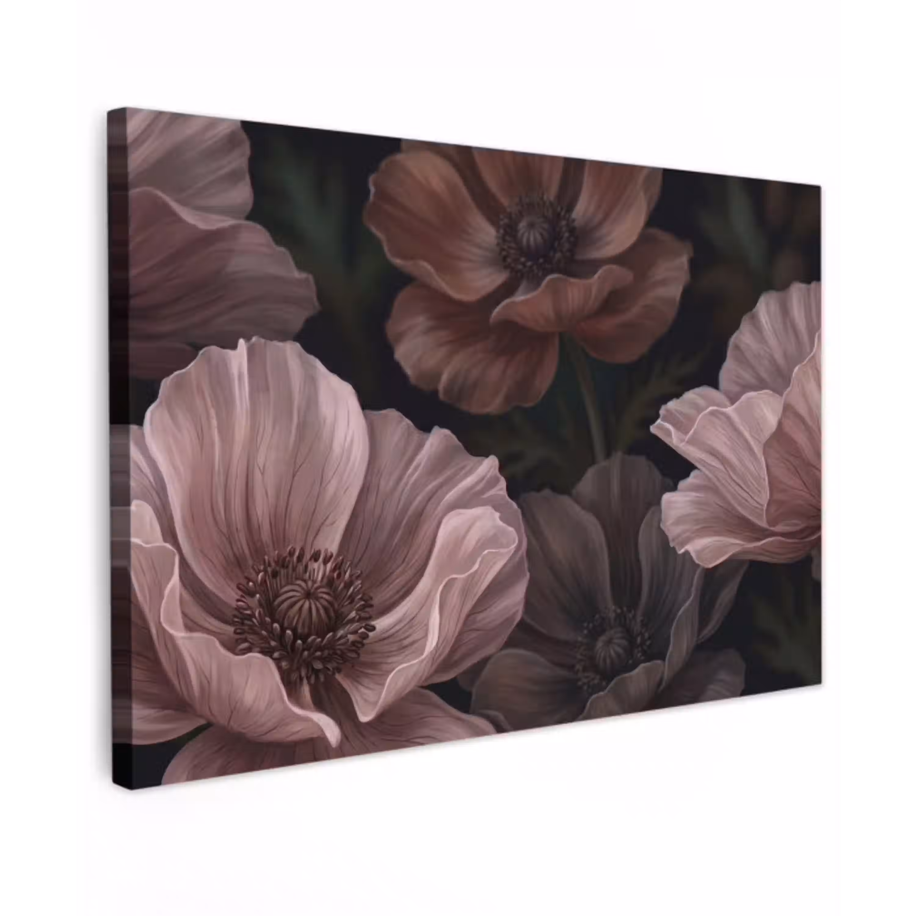 Bloemen - Natuur - Roze - Donker - Modern canvas 2cm klein -z3d