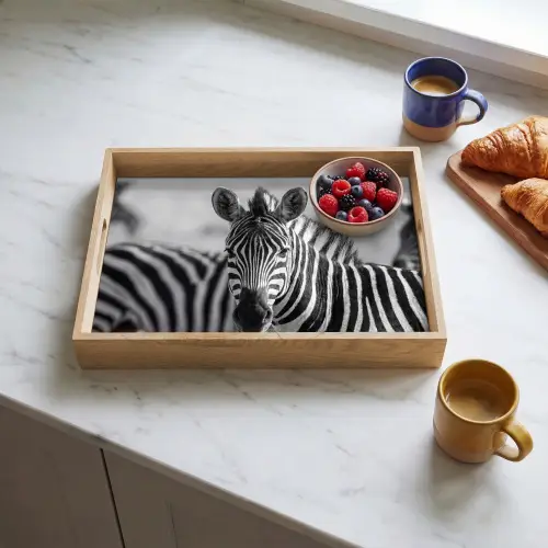 Zebra's - Zwart - Wit Dienblad Rechthoek middel -sfeer2