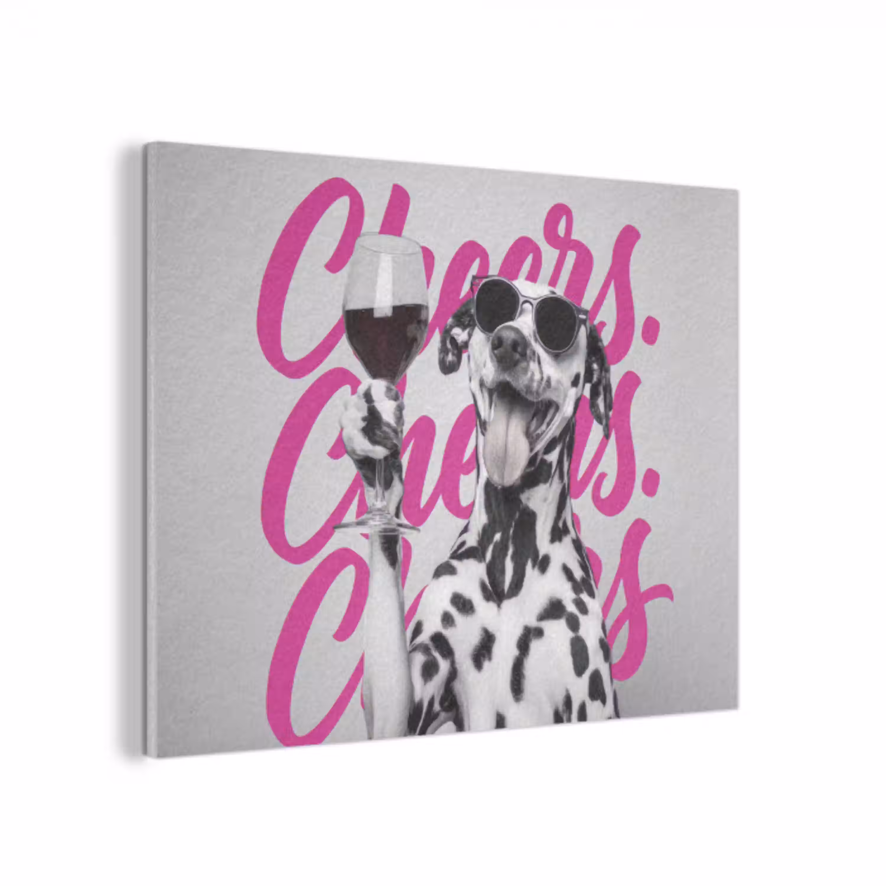 Cheers - Hond - Roze - Wijn PET vilt klein -3d