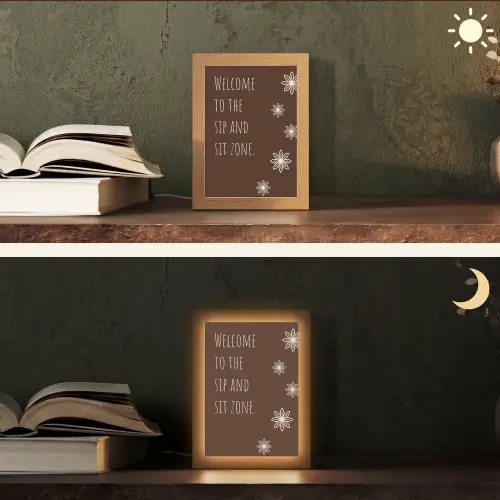 Bruin - Quote - Bloemen - Zomer Light Box met kabel (Tafellamp) klein -sfeer3