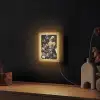 Melkmeisje - Johannes Vermeer - Bloemen - Blauw Light Box met kabel (Wandlamp) klein -sfeer1