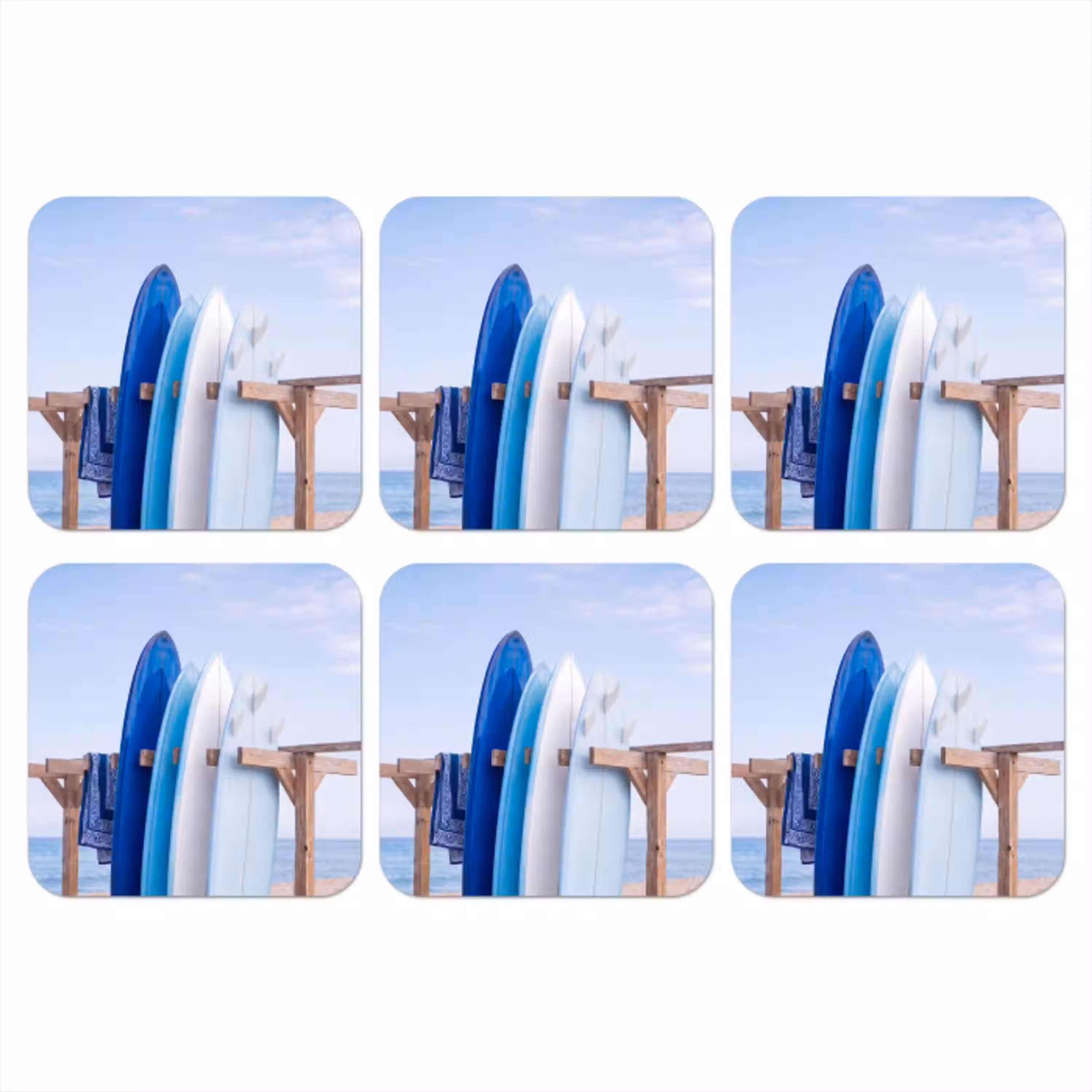 Surfplank - Strand - Zomer - Blauw - Water onderzetter kurk middel -3d