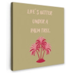 Groen - Zomer - Quote - Palmboom Tuinposter op houten frame 2 cm dik middel -3d