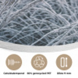 Rijp - Gras - Kristallen - Winter - Minimalistisch Akoestische PET Vilt - Rond klein -closeup_NL