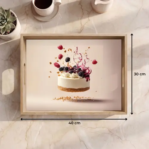 Cheesecake - Eten - Roze - Taart Dienblad Rechthoek middel -USP_Formaat