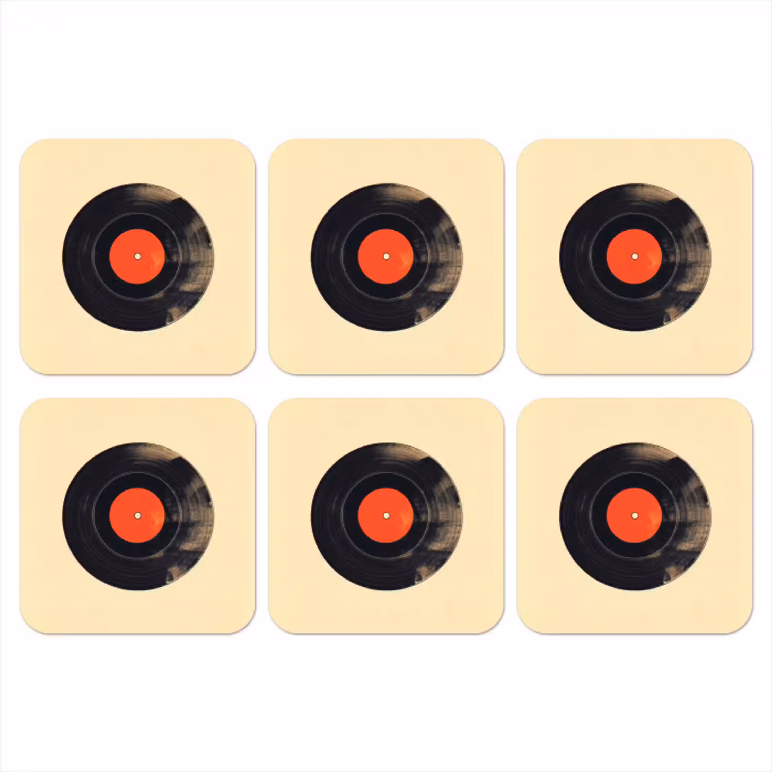 Illustratie - Vinylplaat - Beige - Vintage onderzetter kurk middel -3d
