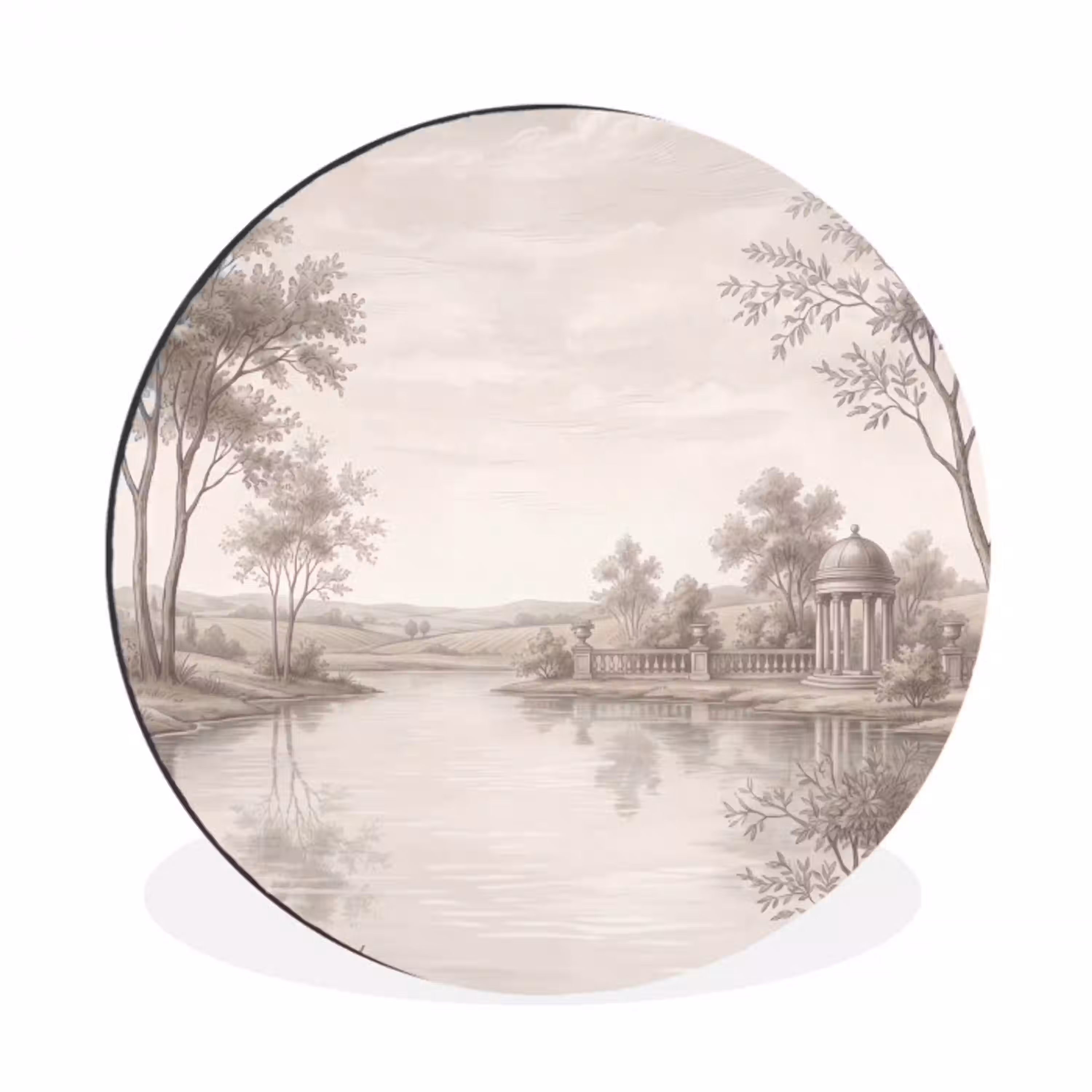 Terras - Water - Natuur - Landschap Wandcirkel aluminium klein -3d
