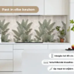 Bananenbladeren - Beton - Groen keuken achterwand 2 middel -sfeer4_NL