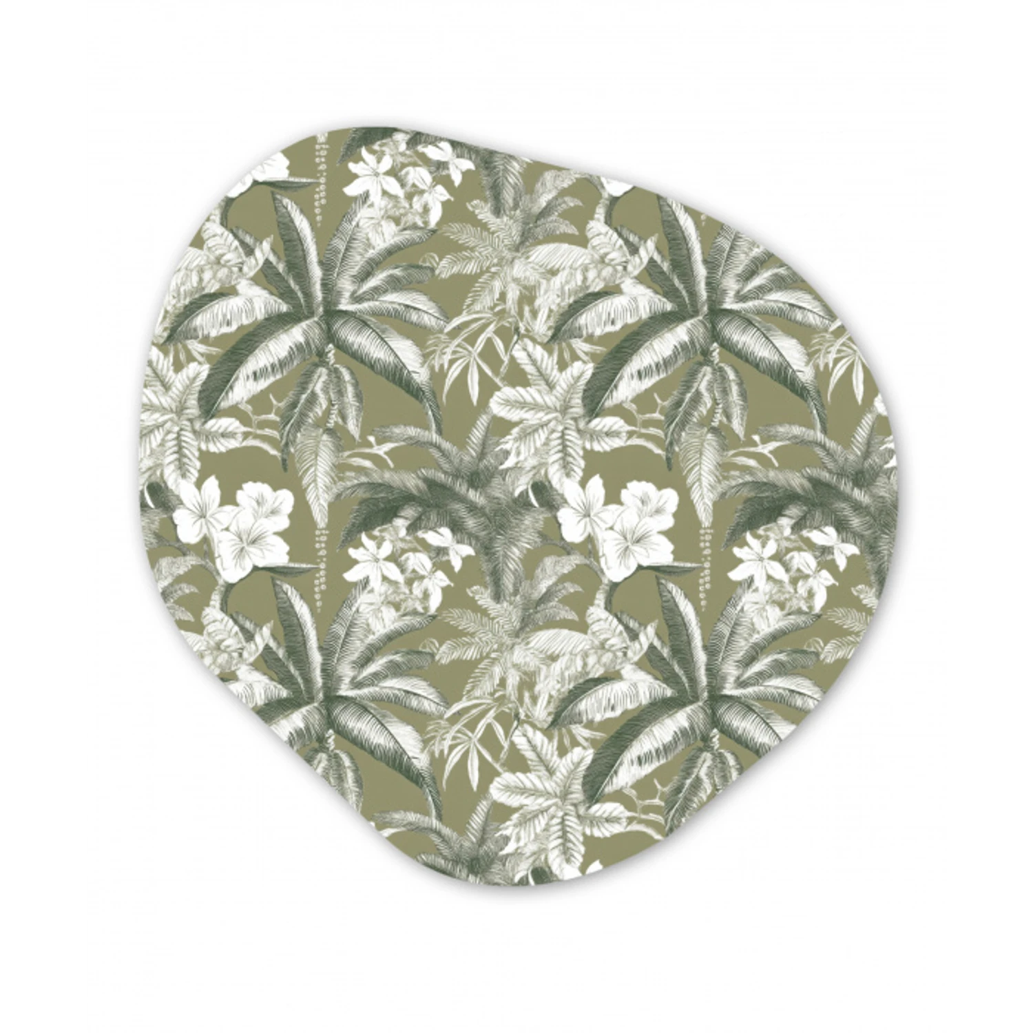 Botanisch - Bloemen - Groen Wandcirkel Organisch Aluminium middel 851 -3d