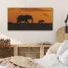 Olifanten - Savanne - Zonsondergang PET vilt middel -sfeer3