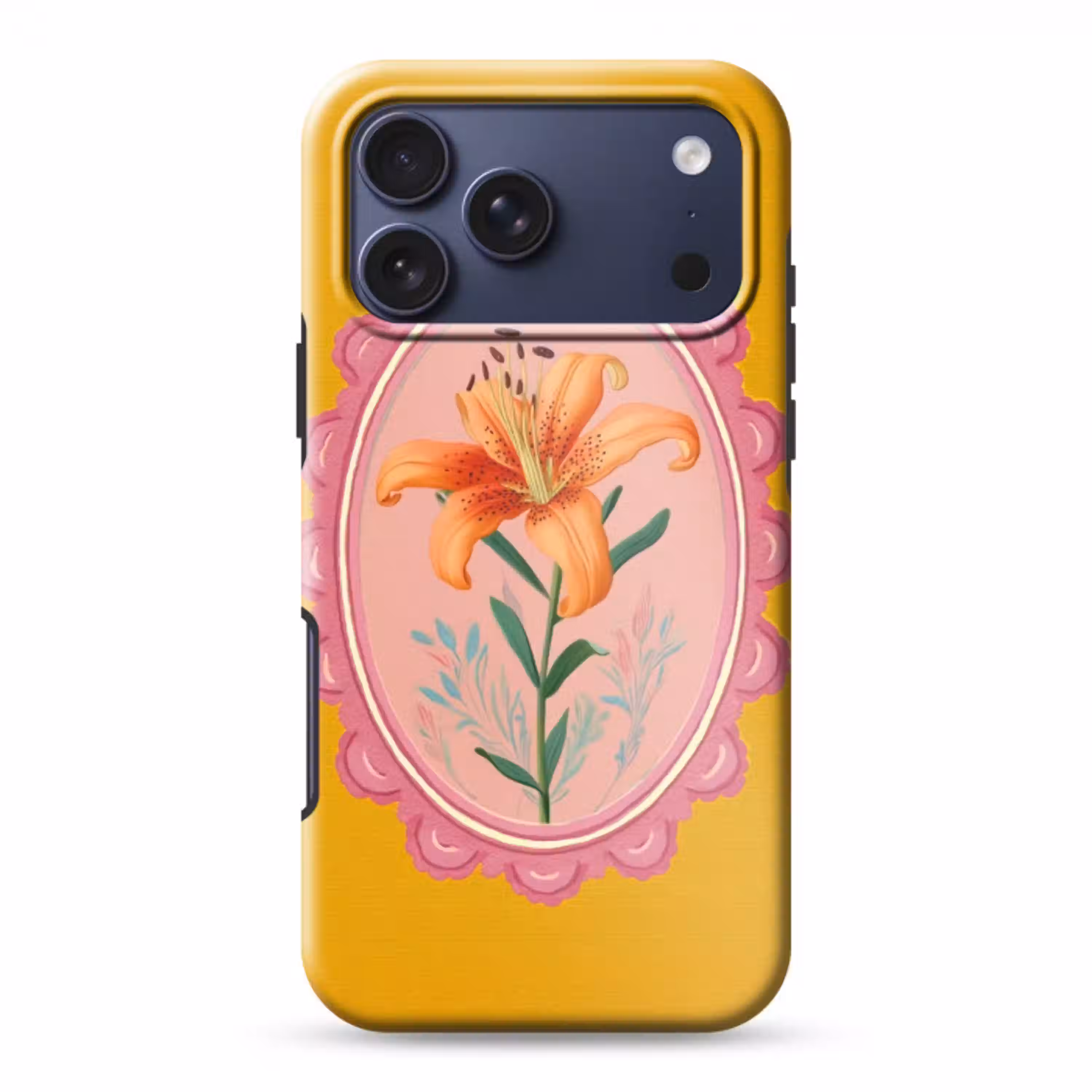Lelie - Oranje - Lijst - Ovaal Toughcase MagSafe Apple iPhone 17 Pro Max klein -3d